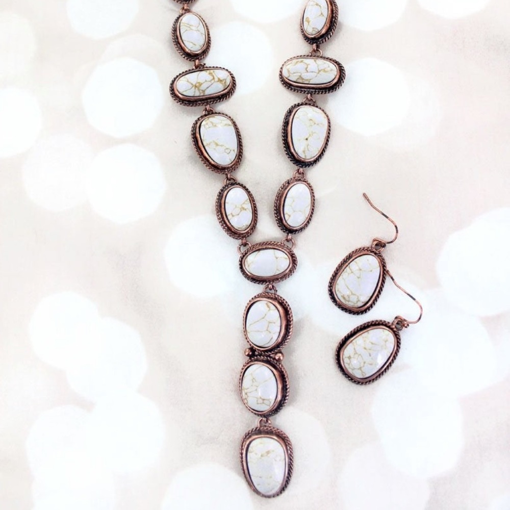 T Totally Shelly’s Etsy Piedra Point White Y Necklace and Earring Set